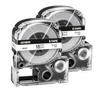 Cruxer 2-Pack Replacement for SS18KW LK-5WBN AS18KW 18mm x 8m Laminated Black on White Label Tape Compatible with Epson LW-1000P LW-700 LW-400 LW-500 LW-600P LW-900P LW-PX300 Label Maker