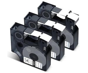 Cruxer 3-Pack Compatible for Dymo Flexible A18488 S0718100 Nylon Label Tape Ribbons，Black on White 12mm x 3.5m Replacement for Dymo Rhino 1000 4200 6000 LabelWriter 450 Duo ILP 219 3M PL150 3M PL300