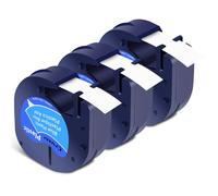 Cruxer 3-Pack Compatible for Dymo Letra Tag 91225 91205 91335 59426 S0721650 Blue Label Ribbon Tapes, 12mm x 4m Label Ribbon Replacement for Dymo LetraTag LT-100H Plus LT-100H 2000 QX50 XM XR