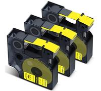 Cruxer 3-Pack Compatible for Dymo Rhino A1805444 Heat Shrink Label Tape Ribbons，Black on Yellow 24mm x 1.5m Replacement for Dymo LabelWriter Rhino 6000
