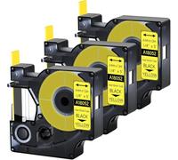 Cruxer 3 Pack Compatible for Rhino 18052 A18052 S0718260 Heat Shrink Label Tube Black on Yellow Tape 6mm x 1.5m Replacement for Rhino 1000 3000 4200 5000 5200 Tyco T107M Industrial Label Maker