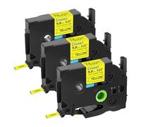 Cruxer 3 Pack Replacement for Brother HSe-611 5.8mm Heat Shrink Tube Black on Yellow HSE611 HS611 Heat Shrink Label Tape for P-Touch PT-D600 E500 D210 D400 E550W 7600 D800W Labels Maker