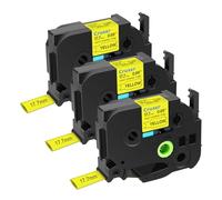 Cruxer 3 Pack Replacement for Brother HSe-641 17.7mm Heat Shrink Tube Black on Yellow HSE641 HS641 Heat Shrink Label Tape for P-Touch PT-300 E550W E500 H500 7600 D600 P710BT P750W Labels Maker