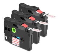Cruxer 3 Pack Replacement for Brother P-Touch TZe-132 AZe-132 Clear Laminated Tapes，Red on Transparent 0.47'' 12mm x 8m Cassette Compatible for Brother PT-H100R PT-200 PT-H110 PT-D410 PT-E110VP