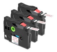 Cruxer 3 Pack Replacement for Brother P-Touch TZe-232 AZe-232 White Laminated Tapes,Red on White 0.47'' 12mm x 8m Cassette Compatible for Brother PT-H100R PT-200 PT-H110 PT-D410 PT-E110VP