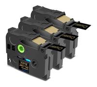 Cruxer 3 Pack Replacement for Brother P-Touch TZe-354 AZe-354 Black Laminated Tapes，Gold on Black 0.94'' 24mm x 8m Cassette Compatible for Brother PT-P700 PT-E550WVP PT-P750W PT-2730VP