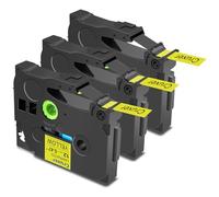 Cruxer 3 Pack Replacement for Brother P-Touch TZe-631 AZe-631 Yellow Laminated Tapes，Black on Yellow 0.47'' 12mm x 8m Cassette Compatible for Brother PT-H100R PT-200 PT-H110 PT-D410 PT-E110VP