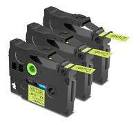 Cruxer 3 Pack Replacement for Brother P-Touch TZe-C31 AZe-C31 Fluorescent Laminated Tapes，Black on Yellow 0.47'' 12mm x 5m Cassette Compatible for Brother PT-H100R PT-200 PT-D410 PT-E110VP