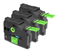 Cruxer 3 Pack Replacement for Brother P-Touch TZe-D41 AZe-D41 Fluorescent Laminated Tapes,Black on Green 0.7'' 18mm x 5m Cassette Compatible for Brother PT-P710BTH PT-E550WVP PT-P700 PT-2500PC