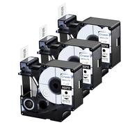 Cruxer 3-Pack Replacement for D1 53713 S0720930 19mm x 7m Black on Yellow Label Tape Compatible with Label Manager 160 210D 260P 280 360D 420P 450D 500TS Label Point/Writer Maker