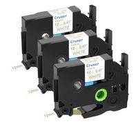 Cruxer 3-Pack Replacement for P-Touch TZe-R234 TZeR234 12mm x 4m Satin Ribbon Fabric Gold on White Label Tape Compatible with PTouch PT-H110 H100 H105 P300BT E110 D200 D210 D400 1230PC Maker