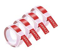 Cruxer 4-Pack Compatible for Dymo 3D S0898152 521202 Red Plastic Embossing Ribbons, 12mm x 3m Label Ribbon Replacement for Office Mate II 1540 154000 Organizer Xpress Pro 1575 Label Maker