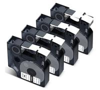 Cruxer 4-Pack Compatible for Dymo IND A18444 S0718600 Vinyl Label Tape Ribbons，Black on White 12mm x 5.5m Replacement for Dymo Rhino 1000 4200 6000 LabelWriter 450 Duo ILP 219 3M PL150 3M PL300