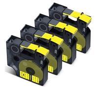 Cruxer 4-Pack Compatible for Dymo Rhino A1805444 Heat Shrink Label Tape Ribbons，Black on Yellow 24mm x 1.5m Replacement for Dymo LabelWriter Rhino 6000