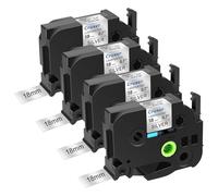 Cruxer 4 Pack Compatible for P-Touch TZe-941 TZe941 18mm 0.7inch Black on Silver Laminated Label Tape Replacement for Ptouch PT-D400AD D450 D600 PTP700 P750W PTH500LI PT1810 1880C 2730 2030 Maker