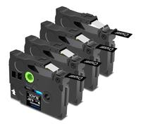 Cruxer 4 Pack Replacement for Brother P-Touch TZe-325 AZe-325 Black Laminated Tapes，White on Black 0.35'' 9mm x 8m Cassette Compatible for Brother PT-H100R PT-200 PT-H110 PT-D410 PT-E110VP