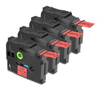 Cruxer 4 Pack Replacement for Brother P-Touch TZe-451 AZe-451 Red Laminated Tapes，Black on Red 0.94'' 24mm x 8m Cassette Compatible for Brother PT-P700 PT-E550WVP PT-P750W PT-2730VP