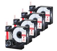 Cruxer 4-Pack Replacement for D1 45015 S0720550 12mm x 7m Red on White Label Tape Compatible with Label Manager 160 210D 260P 280 360D 420P 450D 500TS Label Point/Writer Maker