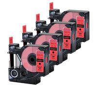 Cruxer 4-Pack Replacement for D1 45018 S0720580 12mm x 7m Black on Yellow Label Tape Compatible with Label Manager 160 210D 260P 280 360D 420P 450D 500TS Label Point/Writer Maker