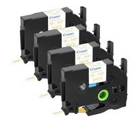 Cruxer 4-Pack Replacement for P-Touch TZe-234 TZe234 12mm x 8m Gold on White Laminated Label Tape Compatible with Ptouch PT-H110 PT-H100 H105 PT-P300BT PT-E110 D200 D210 D400 1230PC H200 Maker