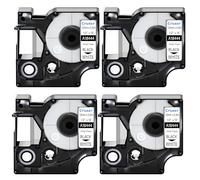 Cruxer 4-Pack Replacement for Rhino 18444 S0718600 IND Industrail Vinyl Label Tapes 12mm x 5.5m Black on White Compatible with Rhino 1000 3000 5000 5200 4200 6000 ILP219 3M PL150 Label Maker