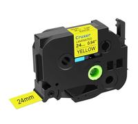 Cruxer 40-Pack Replacement for P-Touch TZe-651 TZe651 24mm x 8m Black on Yellow Laminated Label Tape Compatible with Ptouch PT-D600 PT-E500 PT-H500 PT-P710BT PT-1400 PT-9200DX PT-P750W Maker