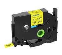 Cruxer 40-Pack Replacement for P-Touch TZe-S621 TZeS621 9mm x 8m Strong Adhesive Laminated Black on Yellow Label Tape Compatible with PT-H110 H100 H105 P300BT E110 D200 D210 D400 1230PC Maker