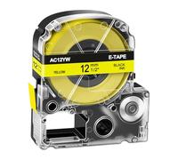 Cruxer 40-Pack Replacement for SC12YW LK-4YBP AC12YW 12mm x 8m Laminated Black on Yellow Label Tape Compatible with Epson LW-1000P LW-700 LW-300L LW-300 LW-400 LW-500 LW-600P LW-900P Label Maker
