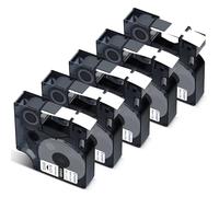 Cruxer 5-Pack Compatible for Dymo Flexible A18489 S0718120 Nylon Label Tape Ribbons，Black on White 19mm x 3.5m Replacement for Dymo Rhino 4200 5000 5200 6000 ILP 219 3M PL150 3M PL200 3M PL300