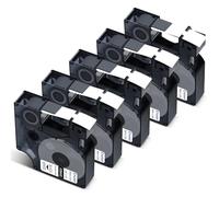 Cruxer 5-Pack Compatible for Dymo IND A18445 S0718620 Vinyl Label Tape Ribbons，Black on White 19mm x 5.5m Replacement for Dymo Rhino 4200 5000 5200 6000 ILP 219 3M PL150 3M PL200 3M PL300