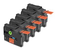 Cruxer 5 Pack Replacement for Brother P-Touch TZe-B51 AZe-B51 Fluorescent Laminated Tapes，Black on Orange 0.94'' 24mm x 5m Cassette Compatible for Brother PT-P710BT PT-E550W PT-P750W PT-2730VP