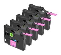 Cruxer 5 Pack Replacement for Brother P-Touch TZe-MQP35 AZe-MQP35 Matte Laminated Tapes，White on Pink 0.47'' 12mm x 5m Cassette Compatible for Brother PT-H100R PT-200 PT-H110 PT-D410 PT-E110VP