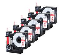 Cruxer 5-Pack Replacement for D1 45015 S0720550 12mm x 7m Red on White Label Tape Compatible with Label Manager 160 210D 260P 280 360D 420P 450D 500TS Label Point/Writer Maker