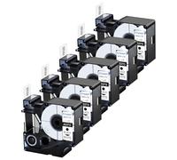 Cruxer 5-Pack Replacement for D1 53713 S0720930 19mm x 7m Black on White Label Tape Compatible with Label Manager 160 210D 260P 280 360D 420P 450D 500TS Label Point/Writer Maker