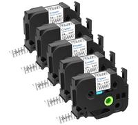 Cruxer 5-Pack Replacement for P-Touch TZe-S151 TZeS151 24mm x 8m Strong Adhesive Laminated Black on Clear Label Tape Compatible with Ptouch PT-D600 PT-E500 H500 P710BT 1400 9200DX P750W Maker