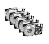 Cruxer 5-Pack Replacement for XR-9SR XR-9SR1 AR-9SR 9mm x 8m Black on Silver Self-Adhesive Label Tape Compatible with Casio KL-60 KL-100 KL-120 KL-750 KL-780 KL-820 KL-2000 CW-L300 Label Makers