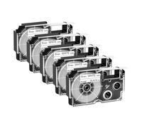 Cruxer 5-Pack Replacement for XR-9WE XR-9WE1 AR-9WE 9mm x 8m Black on White Self-Adhesive Label Tape Compatible with Casio KL-60 KL-100 KL-120 KL-750 KL-780 KL-820 KL-2000 CW-L300 Label Makers