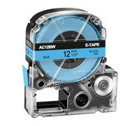 Cruxer 50-Pack Replacement for SC12BW LK-4LBP AC12BW 12mm x 8m Laminated Black on Blue Label Tape Compatible with Epson LW-1000P LW-700 LW-300L LW-300 LW-400 LW-500 LW-600P LW-900P Label Maker
