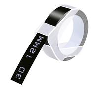 Cruxer 6 Pack A898132 Embossing Tape Replacement for Dymo 12mm x 3m White on Black Omega 3D Label Tape Self-Adhesive Dymo Embossing Tape Vinyl 3D Labels for DYMO Omega Junior Embossing 3D Label Makers
