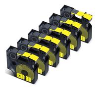 Cruxer 6-Pack Compatible for Dymo IND A18433 S0718470 Vinyl Label Tape Ribbons,Black on Yellow 19mm x 5.5m Replacement for Dymo Rhino 4200 5000 5200 6000 ILP 219 3M PL150 3M PL200 3M PL300