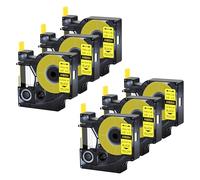 Cruxer 6 Pack Compatible for Rhino 18052 A18052 S0718290 Heat Shrink Label Tube Black on Yellow Tape 9mm x 1.5m Replacement for Rhino 1000 3000 4200 5000 5200 Tyco T107M Industrial Label Maker