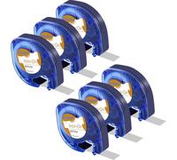Cruxer 6-Pack Iron-On Fabric Label Tape Compatible with Dymo LetraTag 18769 18771 S0718850 Black on White Clothing Refills 12mm x 2m Label Maker Cartridge for LetraTag LT-100H LT-100T Plus QX50