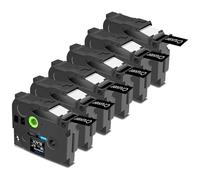 Cruxer 6 Pack Replacement for Brother P-Touch TZe-345 AZe-345 Black Laminated Tapes，White on Black 0.7'' 18mm x 8m Cassette Compatible for Brother PT-P710BTH PT-E550WVP PT-P700 PT-2500PC