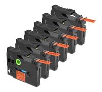 Cruxer 6 Pack Replacement for Brother P-Touch TZe-B31 AZe-B31 Fluorescent Laminated Tapes，Black on Orange 0.47'' 12mm x 5m Cassette Compatible for Brother PT-H100R PT-200 PT-D410 PT-E110VP