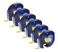 Cruxer 6-Pack Replacement for Letra Tag Refills Tape 91202 91332 91222 S0721620 12mm x 4m (1/2'' x 13') Black on Clear Compatible with LT-100H LT-100T LT-110T Plus QX50 XR XM Label Maker