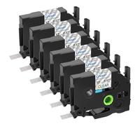Cruxer 6-Pack Replacement for P-Touch TZe-131L1 TZe131L1 12mm x 8m Glitter Bling Laser Laminated Black on Starry Clear Label Tape Compatible with PTouch PT-H110 H100 H105 P300BT E110 D200 Maker