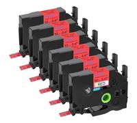 Cruxer 6-Pack Replacement for P-Touch TZe-431L1 TZe431L1 12mm x 8m Glitter Bling Laser Laminated Black on Starry Red Label Tape Compatible with PTouch PT-H110 H100 H105 P300BT E110 D200 Maker