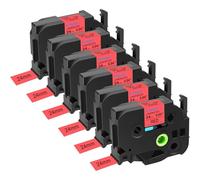 Cruxer 6-Pack Replacement for P-Touch TZe-451 TZe451 24mm x 8m Black on Red Laminated Label Tape Compatible with Ptouch PT-D600 PT-E500 PT-H500 PT-P710BT PT-1400 PT-9200DX PT-P750W Maker