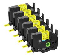 Cruxer 6-Pack Replacement for P-Touch TZe-621 TZe621 9mm x 8m Black on Yellow Laminated Label Tape Compatible with Ptouch PT-H110 PT-H100 H105 PT-P300BT PT-E110 D200 D210 D400 1230PC H200 Maker