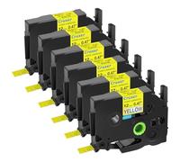Cruxer 6-Pack Replacement for P-Touch TZe-631L1 TZe631L1 12mm x 8m Glitter Bling Laser Laminated Black on Starry Yellow Label Tape Compatible with PTouch PT-H110 H100 H105 P300BT E110 D200 Maker